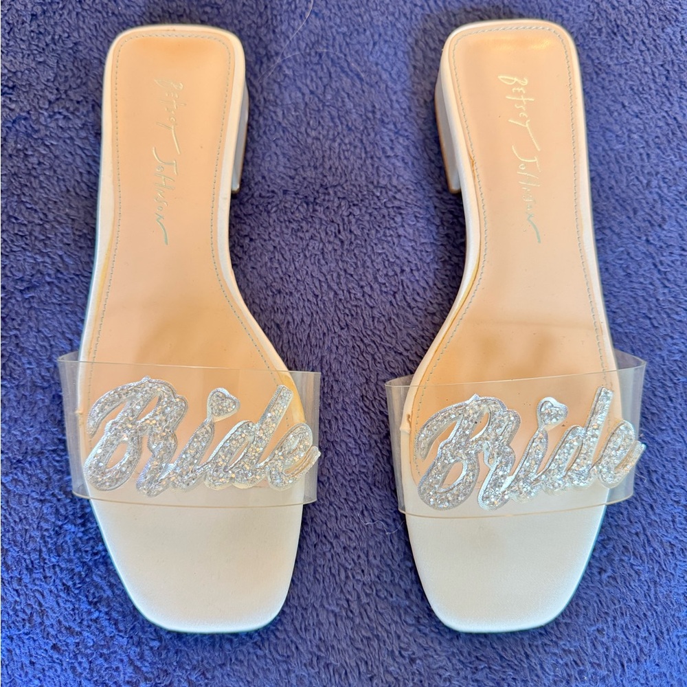 Betsey Johnson Cream Silver Bridal Sandals